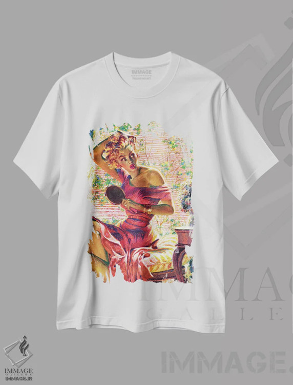 تیشرت سفید طرح دار پروندهٔ قتل باهاما، دکور آمریکایی اثر ادوین جورجی | فروشگاه ایماژ