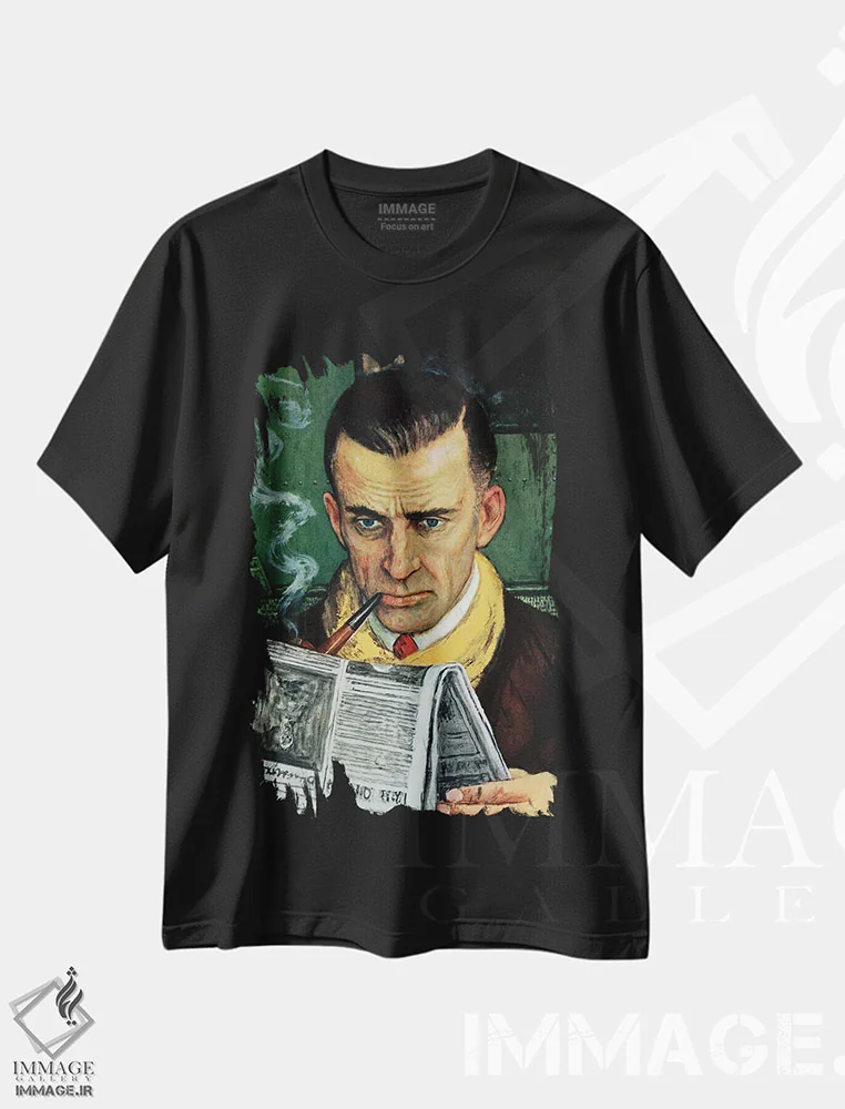 تیشرت مشکی طرح دار چگونه می توانم به خانه برگردم، دکور آمریکایی اثر فلوید دیویس | فروشگاه ایماژ