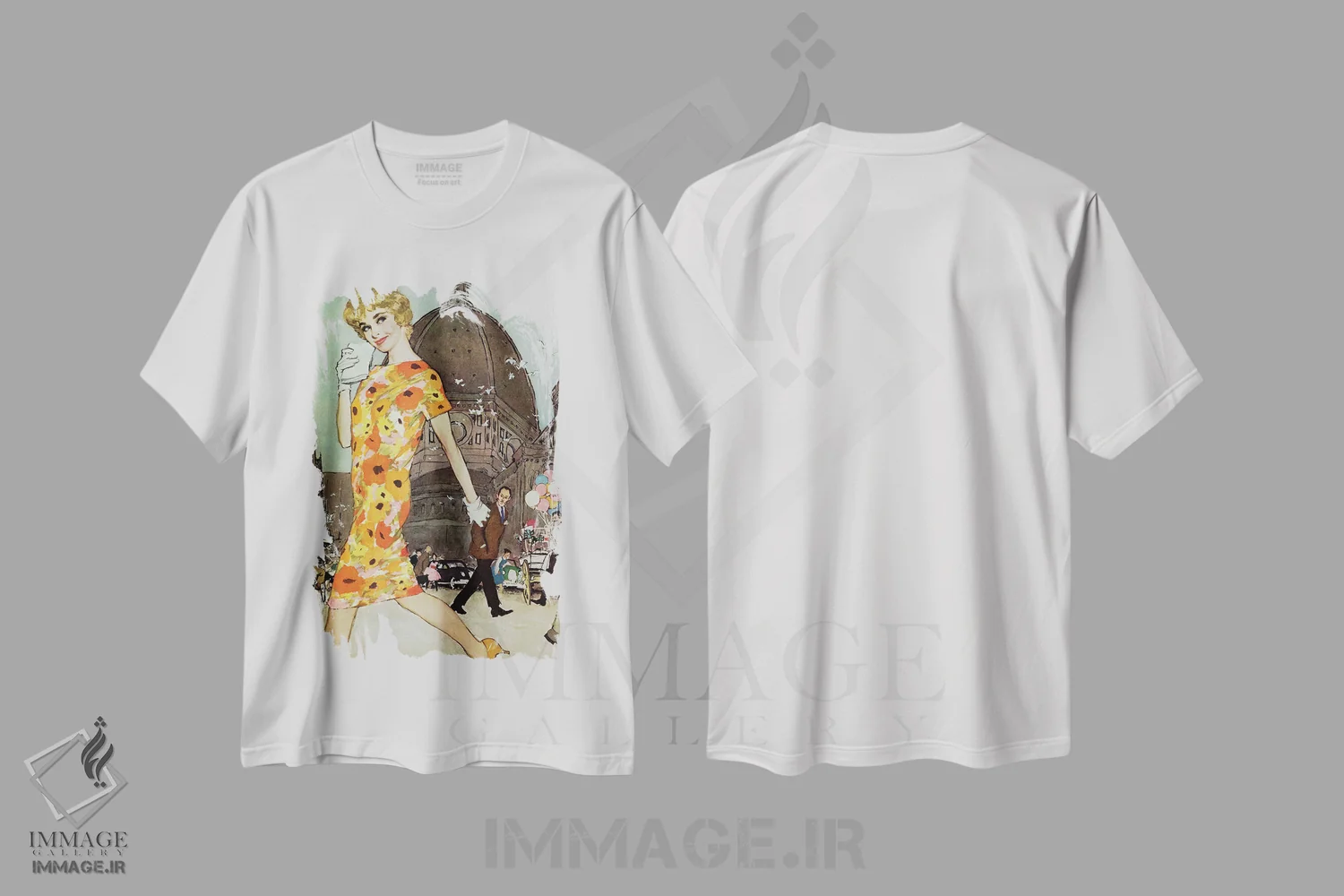 تیشرت سفید طرح دار بلوند گرفتار، دکور آمریکایی اثر جو د مرس | فروشگاه ایماژ