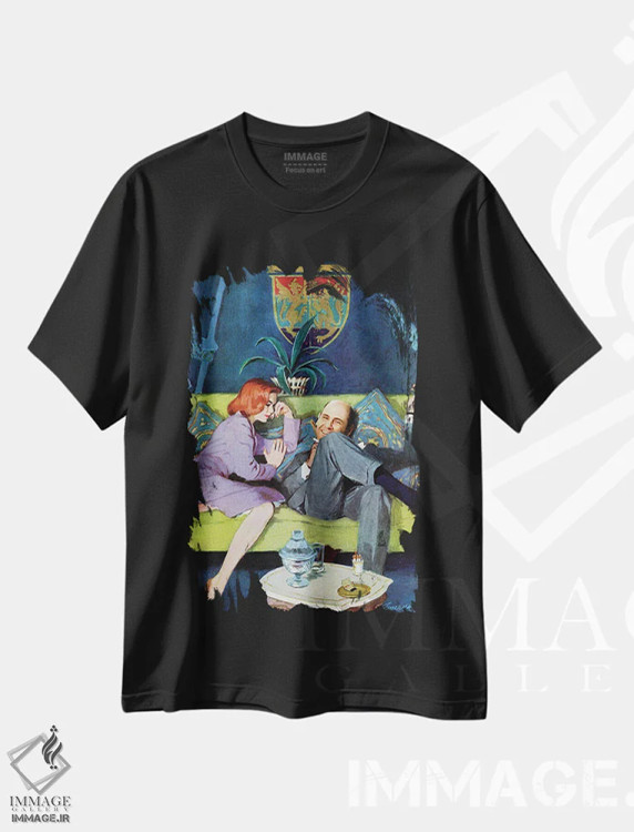 تیشرت مشکی طرح دار آخرین حملهٔ بلک مونت، دکور آمریکایی اثر لین باکهام | immage.ir
