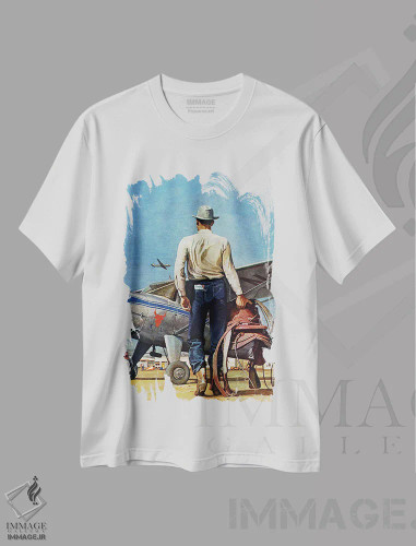 تیشرت سفید طرح دار گاوچران پرنده، دکور آمریکایی اثر مید شفر | فروشگاه ایماژ