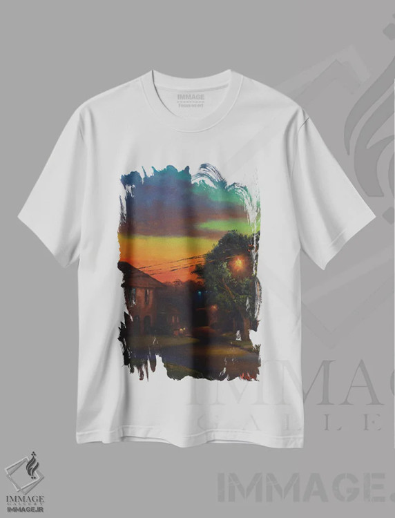تیشرت سفید طرح دار محله ۱، هنر فاخر معاصر اثر کریستوفر ویدال | فروشگاه ایماژ