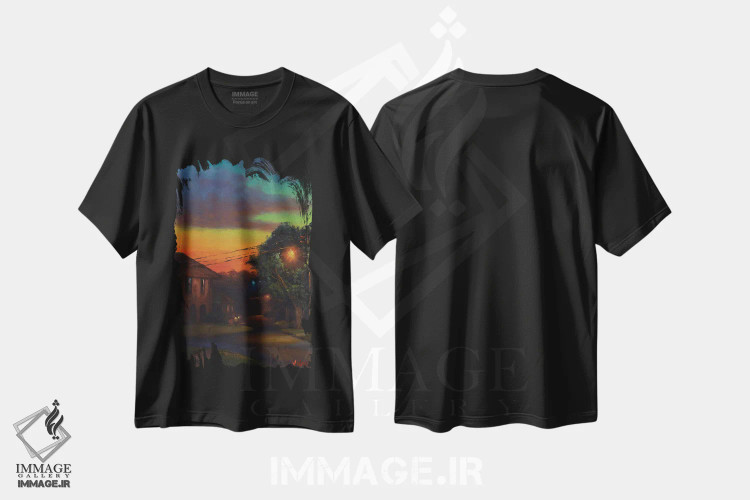 تیشرت مشکی طرح دار محله ۱، هنر فاخر معاصر اثر کریستوفر ویدال | immage.ir