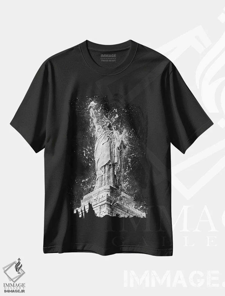 تیشرت مشکی طرح دار تندیس آزادی اثر کورنل ولاد | immage.ir