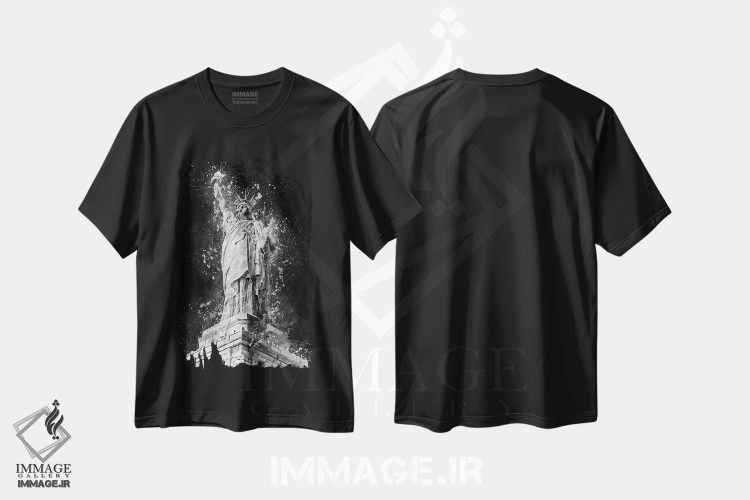 تیشرت مشکی طرح دار تندیس آزادی اثر کورنل ولاد | immage.ir