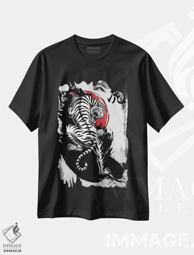 تیشرت مشکی طرح دار ببر ژاپنی، دکور آسیایی اثر کورنل ولاد | immage.ir