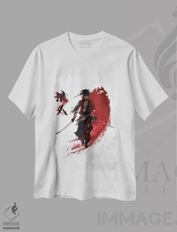 تیشرت سفید طرح دار سامورایی رونین، دکور آسیایی اثر کورنل ولاد | immage.ir