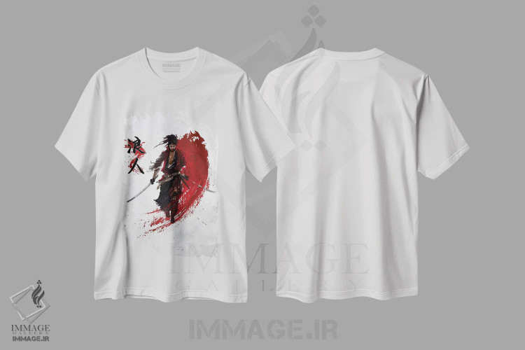 تیشرت سفید طرح دار سامورایی رونین، دکور آسیایی اثر کورنل ولاد | immage.ir