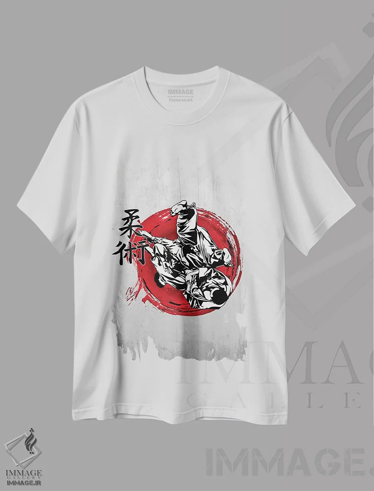 تیشرت سفید طرح دار جوجیتسو، دکور آسیایی اثر کورنل ولاد | فروشگاه ایماژ