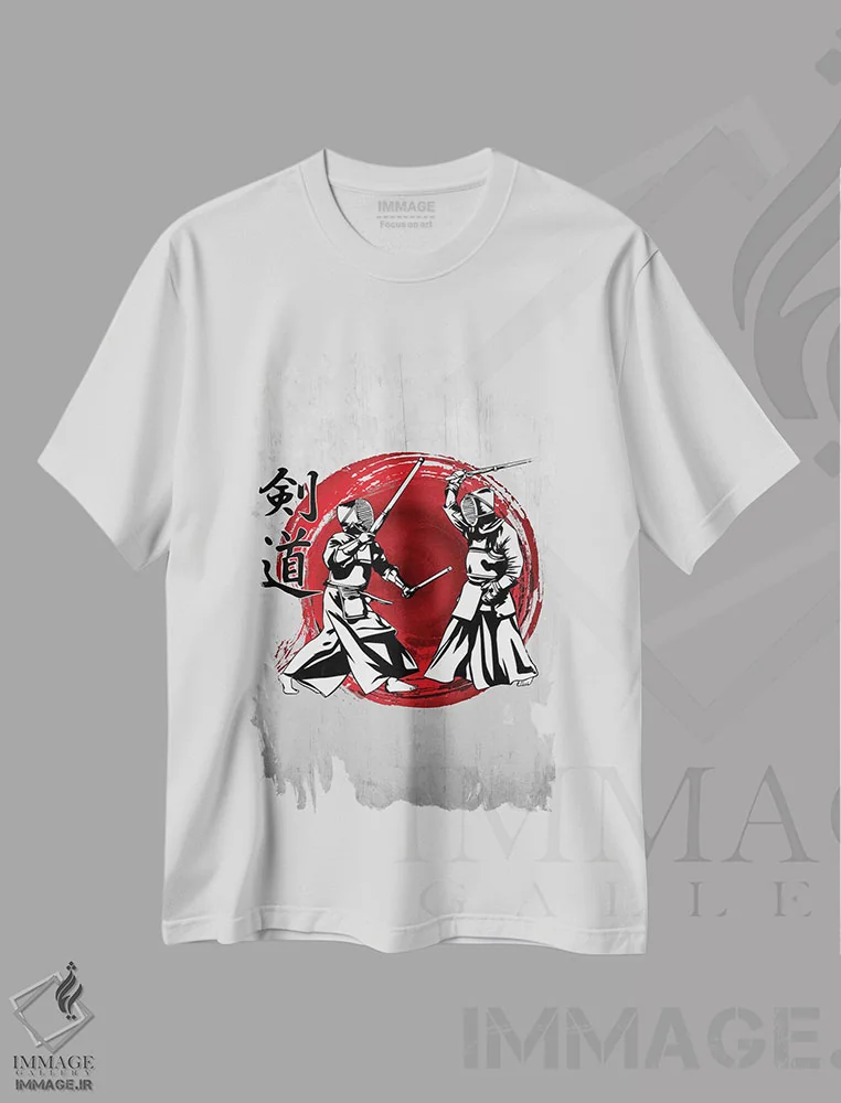تیشرت سفید طرح دار کندو، دکور آسیایی اثر کورنل ولاد | فروشگاه ایماژ