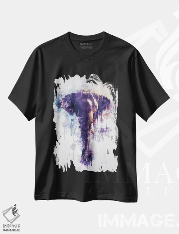 تیشرت مشکی طرح دار سر فیل، تزئینی اثر کورنل ولاد | فروشگاه ایماژ