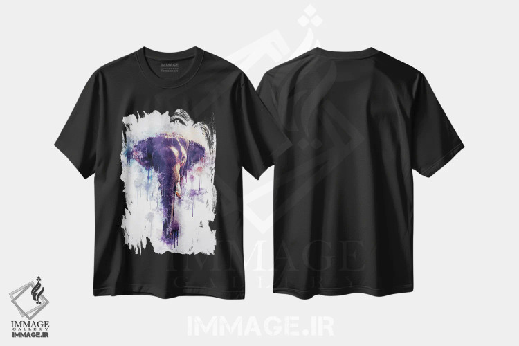 تیشرت مشکی طرح دار سر فیل، تزئینی اثر کورنل ولاد | فروشگاه ایماژ