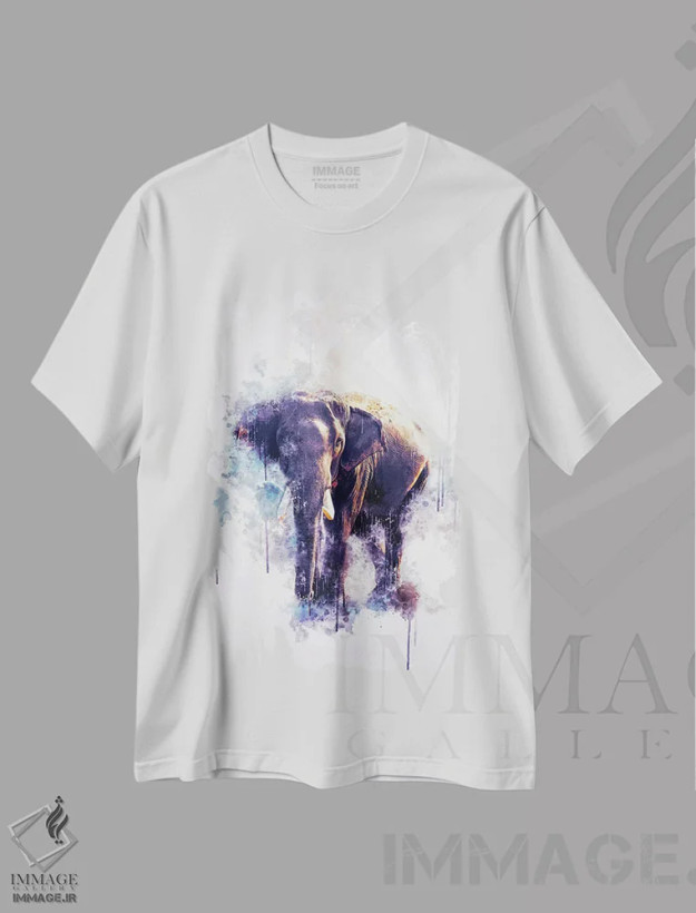 تیشرت سفید طرح دار فیل، تزئینی اثر کورنل ولاد | فروشگاه ایماژ