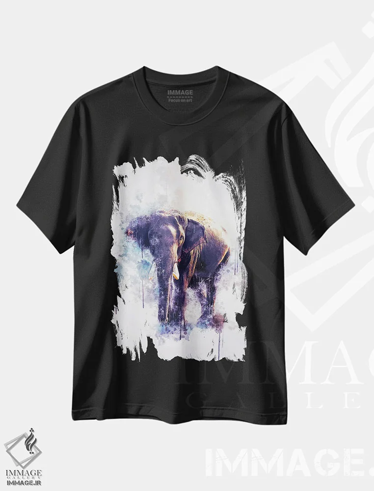 تیشرت مشکی طرح دار فیل، تزئینی اثر کورنل ولاد | immage.ir