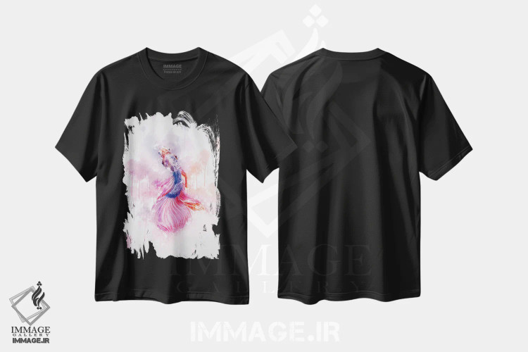 تیشرت مشکی طرح دار ماهی رنگارنگ، تزئینی اثر کورنل ولاد | immage.ir