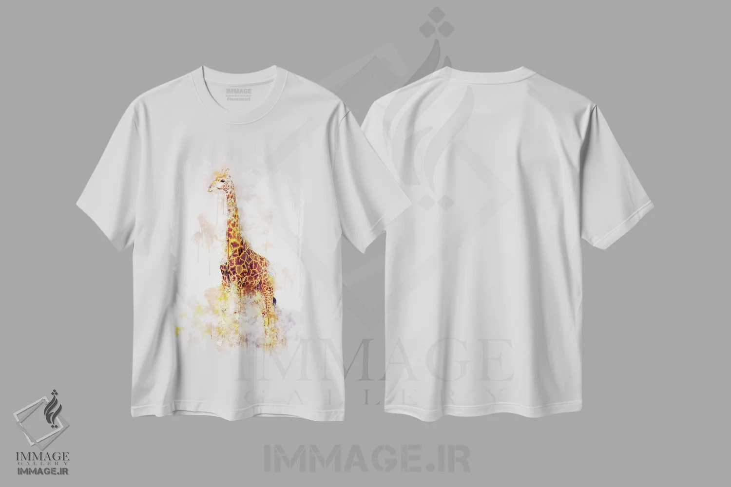تیشرت سفید طرح دار زرافه، تزئینی اثر کورنل ولاد | فروشگاه ایماژ