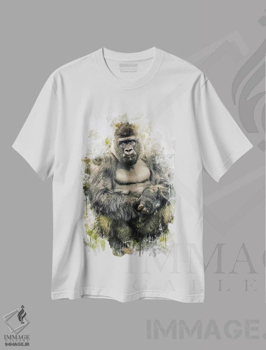 تیشرت سفید طرح دار گوریل، تزئینی اثر کورنل ولاد | فروشگاه ایماژ