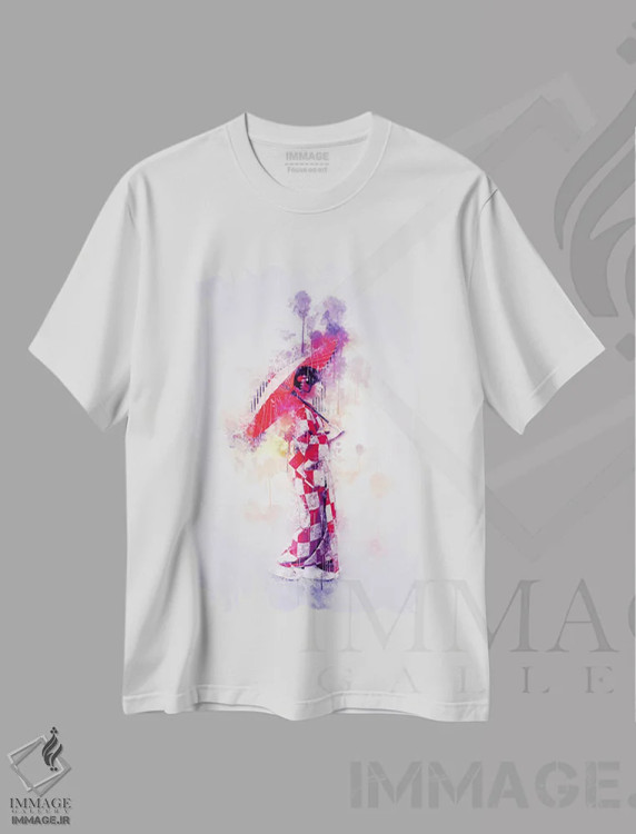 تیشرت سفید طرح دار دختر ژاپنی، تزئینی اثر کورنل ولاد | immage.ir