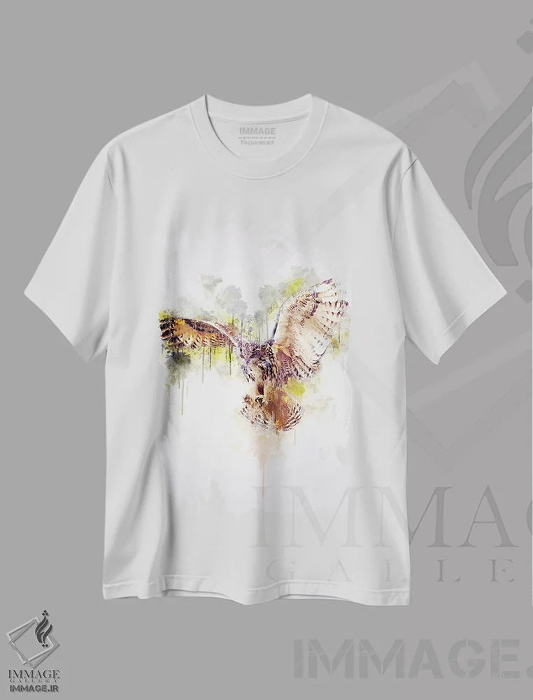 تیشرت سفید طرح دار جغد، تزئینی اثر کورنل ولاد | فروشگاه ایماژ
