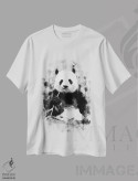 تیشرت سفید طرح دار پاندا در سیاه و سفید، تزئینی اثر کورنل ولاد | فروشگاه ایماژ