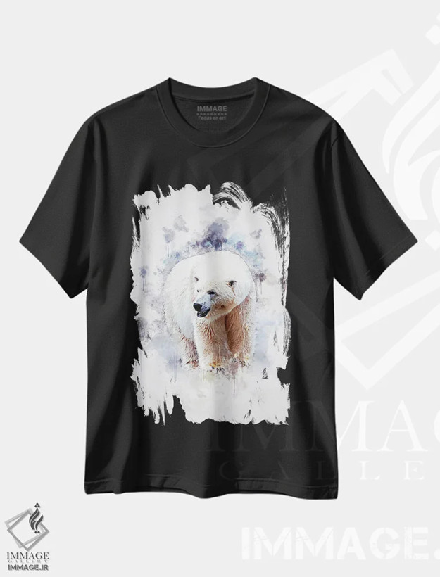 تیشرت مشکی طرح دار خرس قطبی، تزئینی اثر کورنل ولاد | فروشگاه ایماژ
