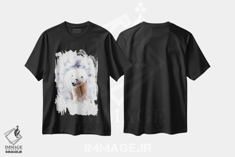 تیشرت مشکی طرح دار خرس قطبی، تزئینی اثر کورنل ولاد | فروشگاه ایماژ