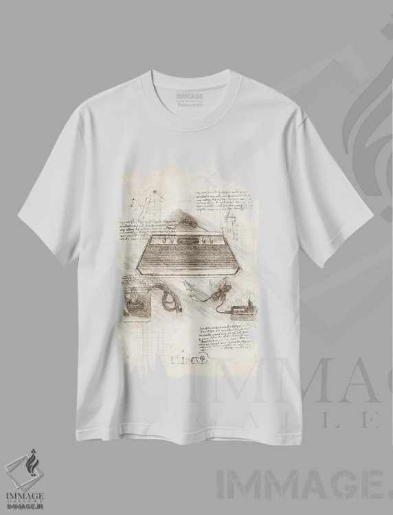 تیشرت سفید طرح دار آتاری ۲۶۰۰، تزئینی اثر کورنل ولاد | فروشگاه ایماژ