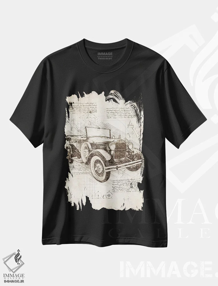 تیشرت مشکی طرح دار فورد مدل تی قدیمی، تزئینی اثر کورنل ولاد | immage.ir
