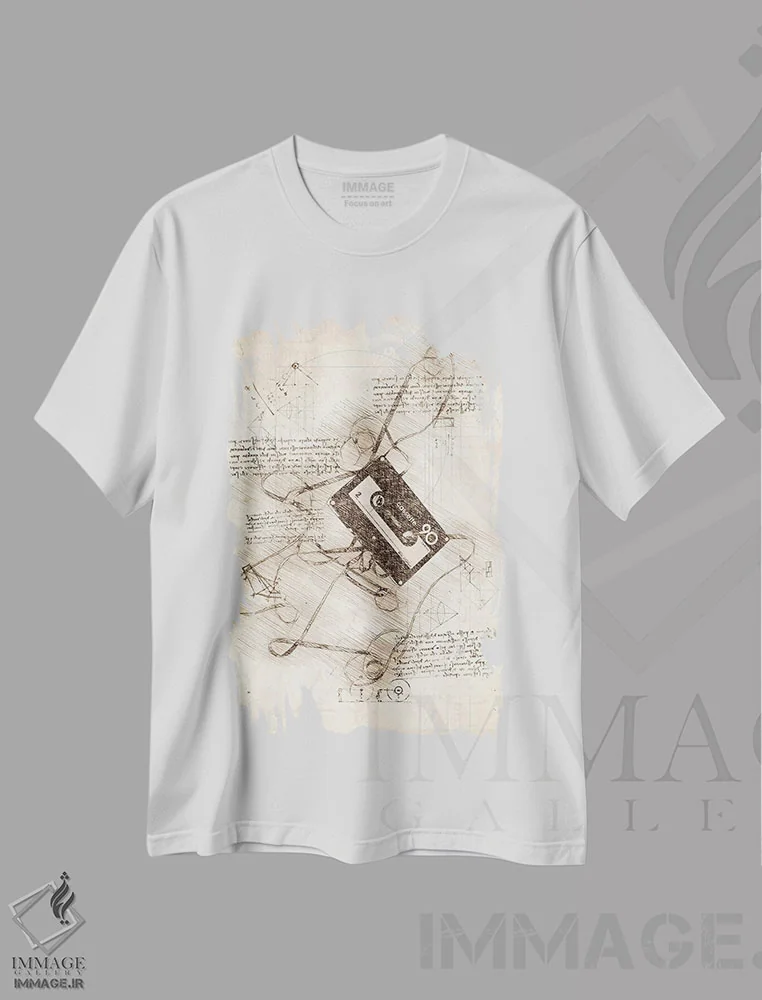 تیشرت سفید طرح دار نوار کاست، تزئینی اثر کورنل ولاد | immage.ir