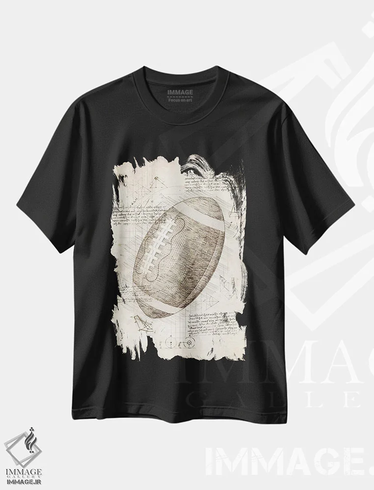 تیشرت مشکی طرح دار فوتبال آمریکایی، تزئینی اثر کورنل ولاد | فروشگاه ایماژ