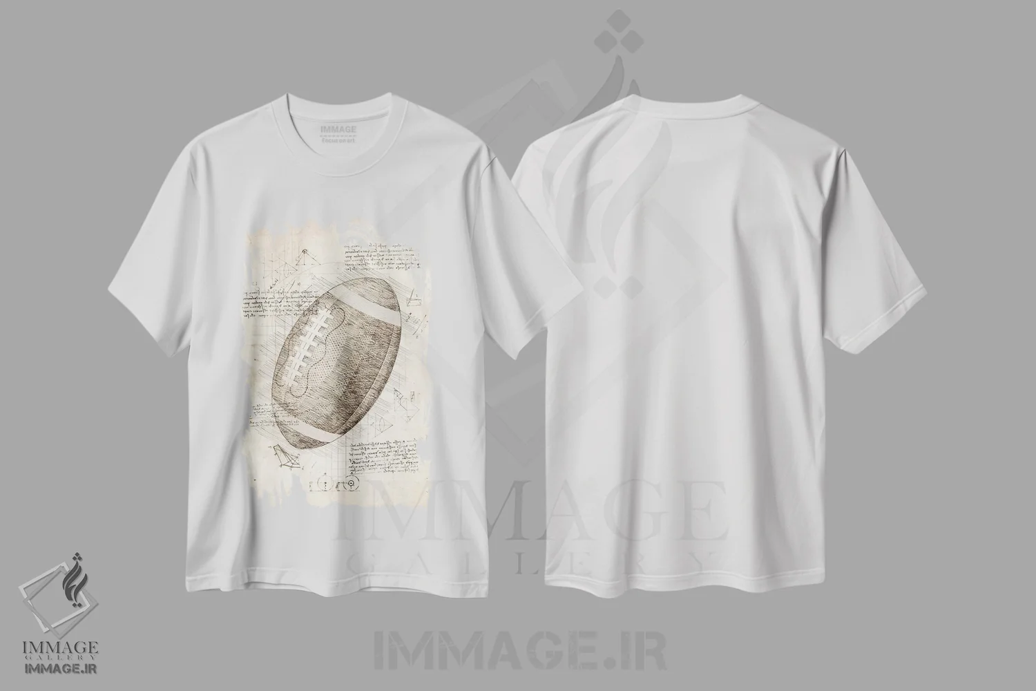تیشرت سفید طرح دار فوتبال آمریکایی، تزئینی اثر کورنل ولاد | immage.ir