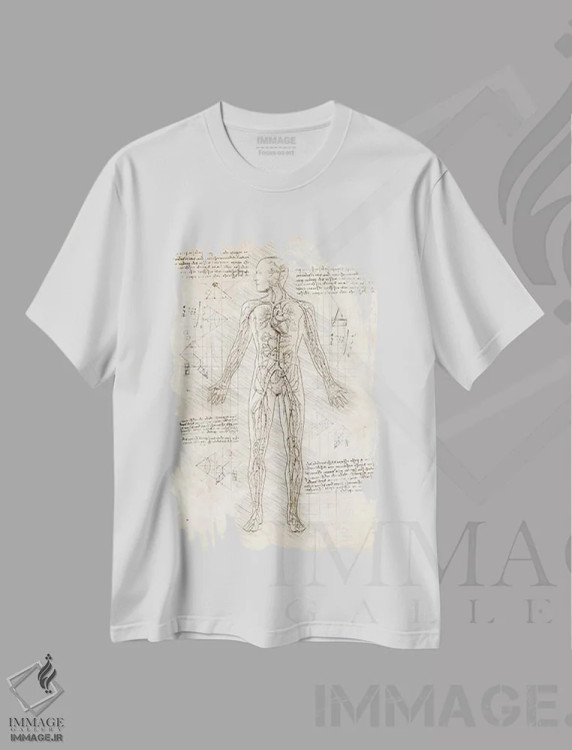 تیشرت سفید طرح دار دستگاه گردش خون انسان، تزئینی اثر کورنل ولاد | فروشگاه ایماژ