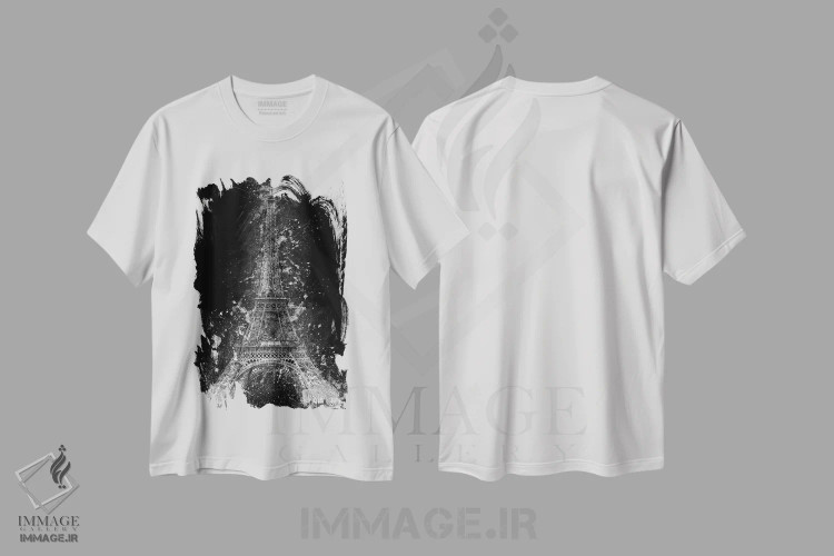 تیشرت سفید طرح دار برج ایفل اثر کورنل ولاد | immage.ir