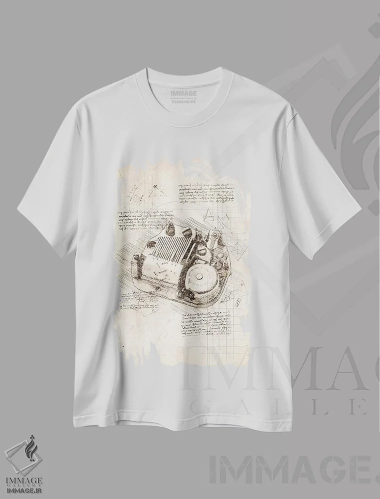 تیشرت سفید طرح دار جعبه موسیقی، تزئینی اثر کورنل ولاد | immage.ir
