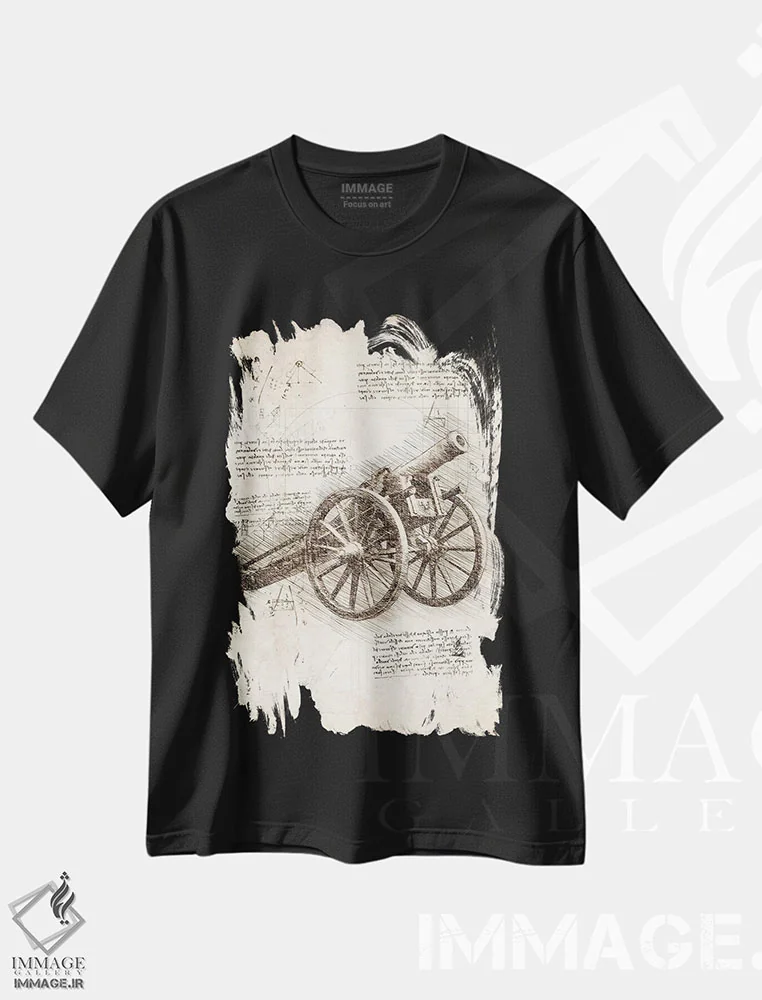 تیشرت مشکی طرح دار توپ قدیمی، تزئینی اثر کورنل ولاد | immage.ir
