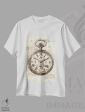 تیشرت سفید طرح دار ساعت جیبی قدیمی، تزئینی اثر کورنل ولاد | فروشگاه ایماژ