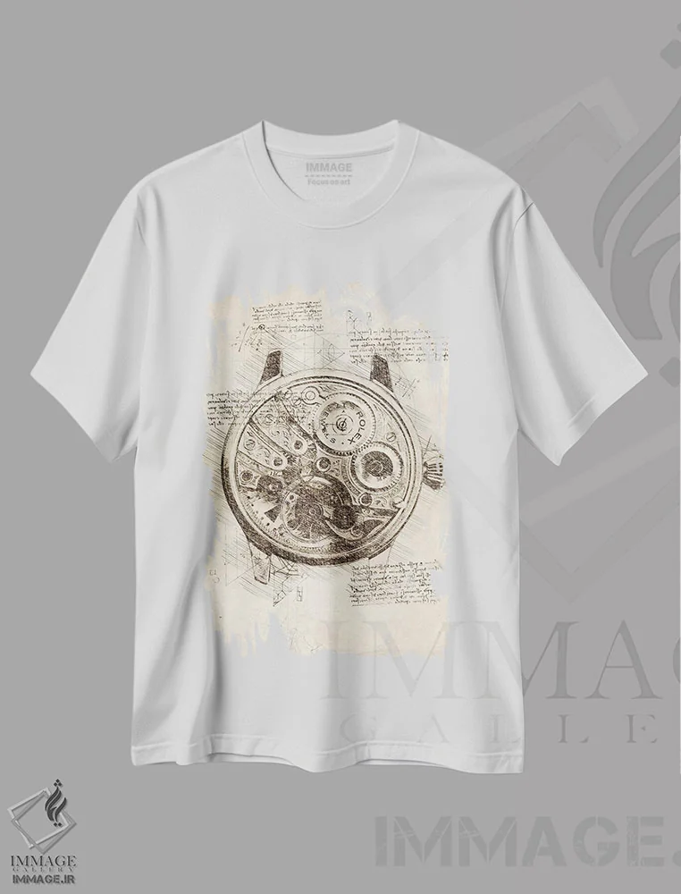 تیشرت سفید طرح دار اجزای داخلی رولکس، تزئینی اثر کورنل ولاد | immage.ir