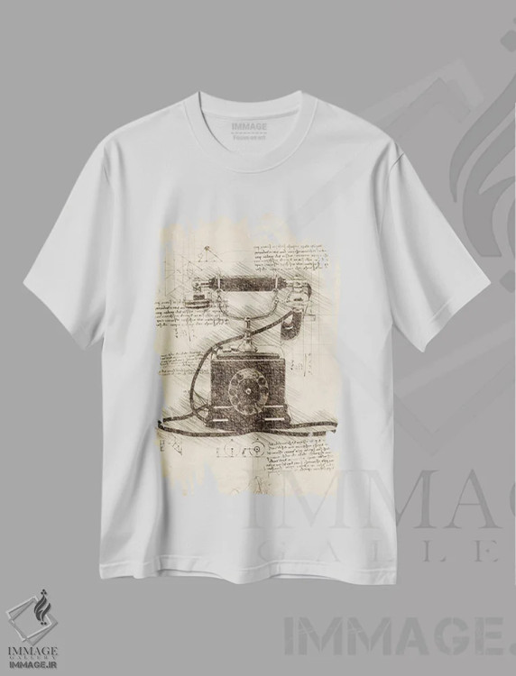 تیشرت سفید طرح دار تلفن قدیمی، تزئینی اثر کورنل ولاد | immage.ir