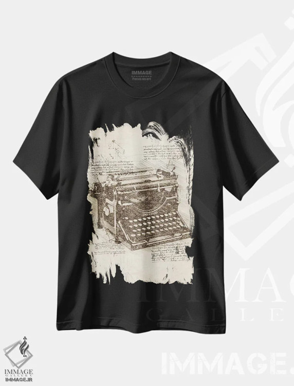 تیشرت مشکی طرح دار ماشین تحریر، دکوراسیون جایگزین اثر کورنل ولاد | immage.ir