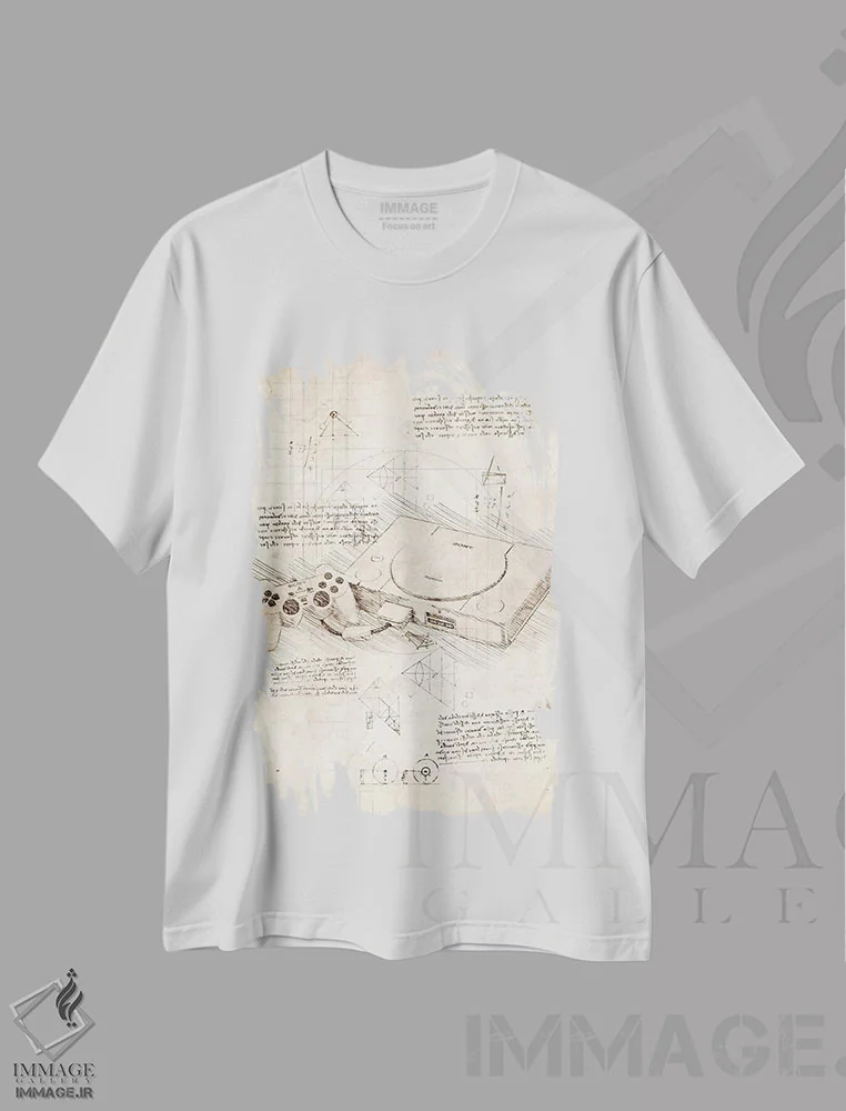 تیشرت سفید طرح دار پلی استیشن ۱، تزئینی اثر کورنل ولاد | immage.ir