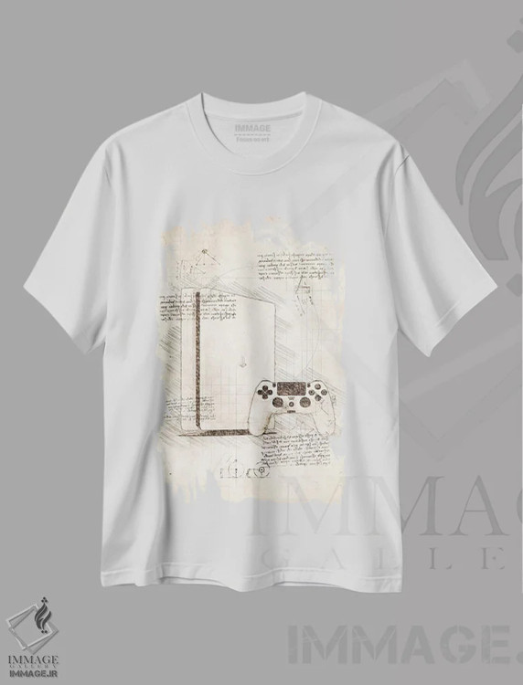 تیشرت سفید طرح دار پلی استیشن ۴، تزئینی اثر کورنل ولاد | فروشگاه ایماژ