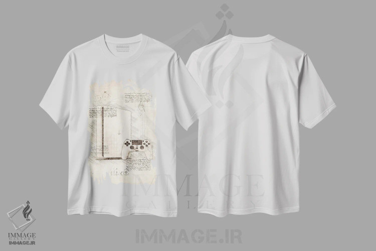 تیشرت سفید طرح دار پلی استیشن ۴، تزئینی اثر کورنل ولاد | فروشگاه ایماژ