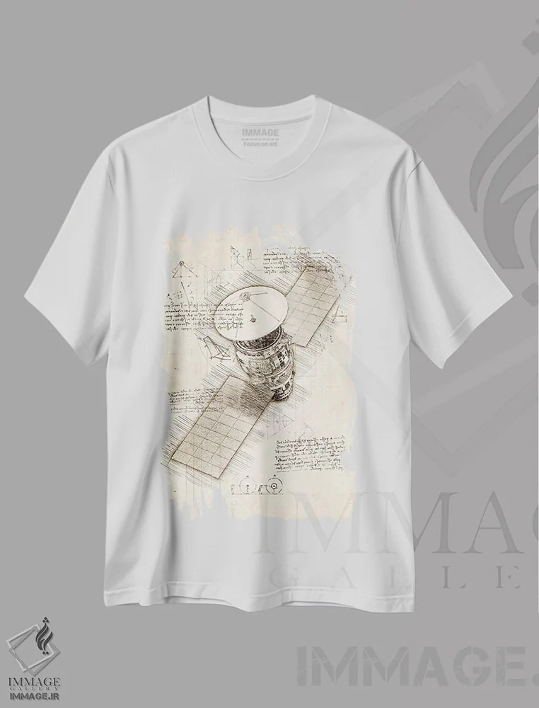 تیشرت سفید طرح دار ماهواره، تزئینی اثر کورنل ولاد | immage.ir