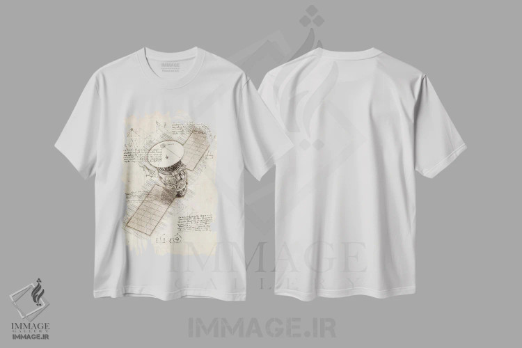 تیشرت سفید طرح دار ماهواره، تزئینی اثر کورنل ولاد | immage.ir