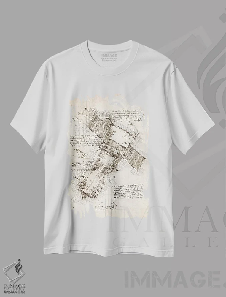 تیشرت سفید طرح دار فضاپیمای سایوز، تزئینی اثر کورنل ولاد | immage.ir