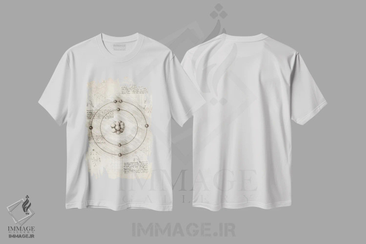 تیشرت سفید طرح دار ذرات زیراتمی، تزئینی اثر کورنل ولاد | immage.ir