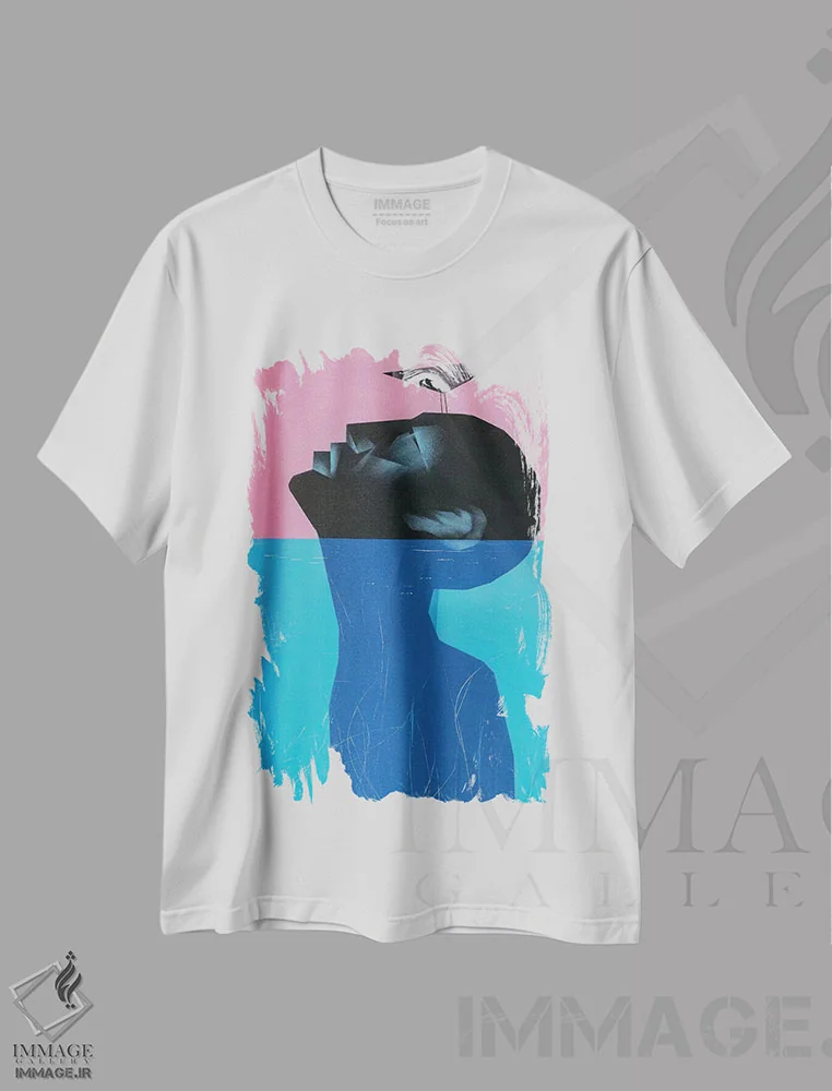 تیشرت سفید طرح دار غرق شدن داوطلبانه II، هنر آمریکایی آفریقایی تبار اثر وی کالونتو | فروشگاه ایماژ