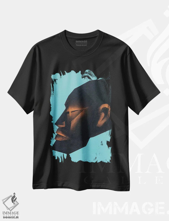 تیشرت مشکی طرح دار سر I، هنر آمریکایی آفریقایی تبار اثر وی کالونتو | immage.ir