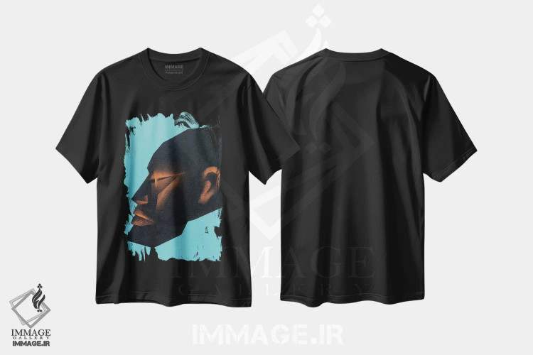 تیشرت مشکی طرح دار سر I، هنر آمریکایی آفریقایی تبار اثر وی کالونتو | immage.ir