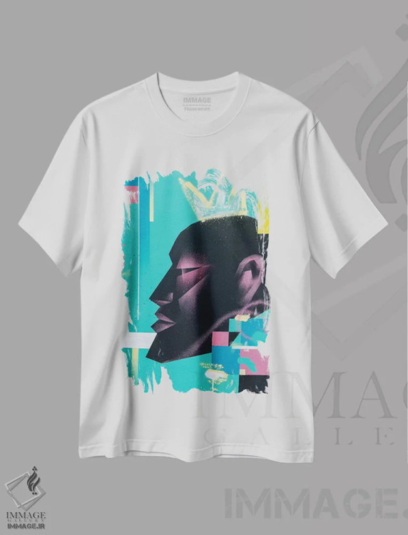 تیشرت سفید طرح دار پادشاه، هنر آمریکایی آفریقایی تبار اثر وی کالونتو | immage.ir